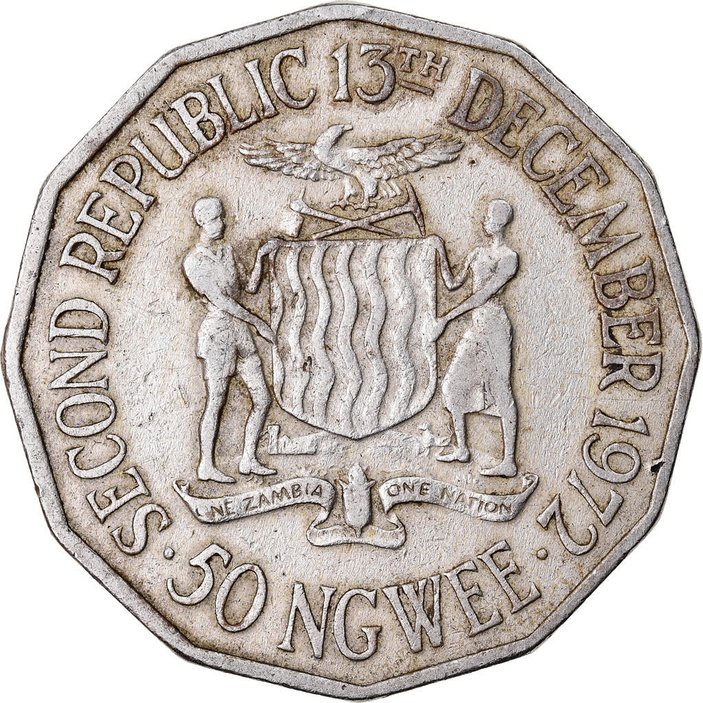 Monnaie, Zambie, 50 Ngwee, 1972, British Royal Mint, TB+, Copper-nickel, KM:16