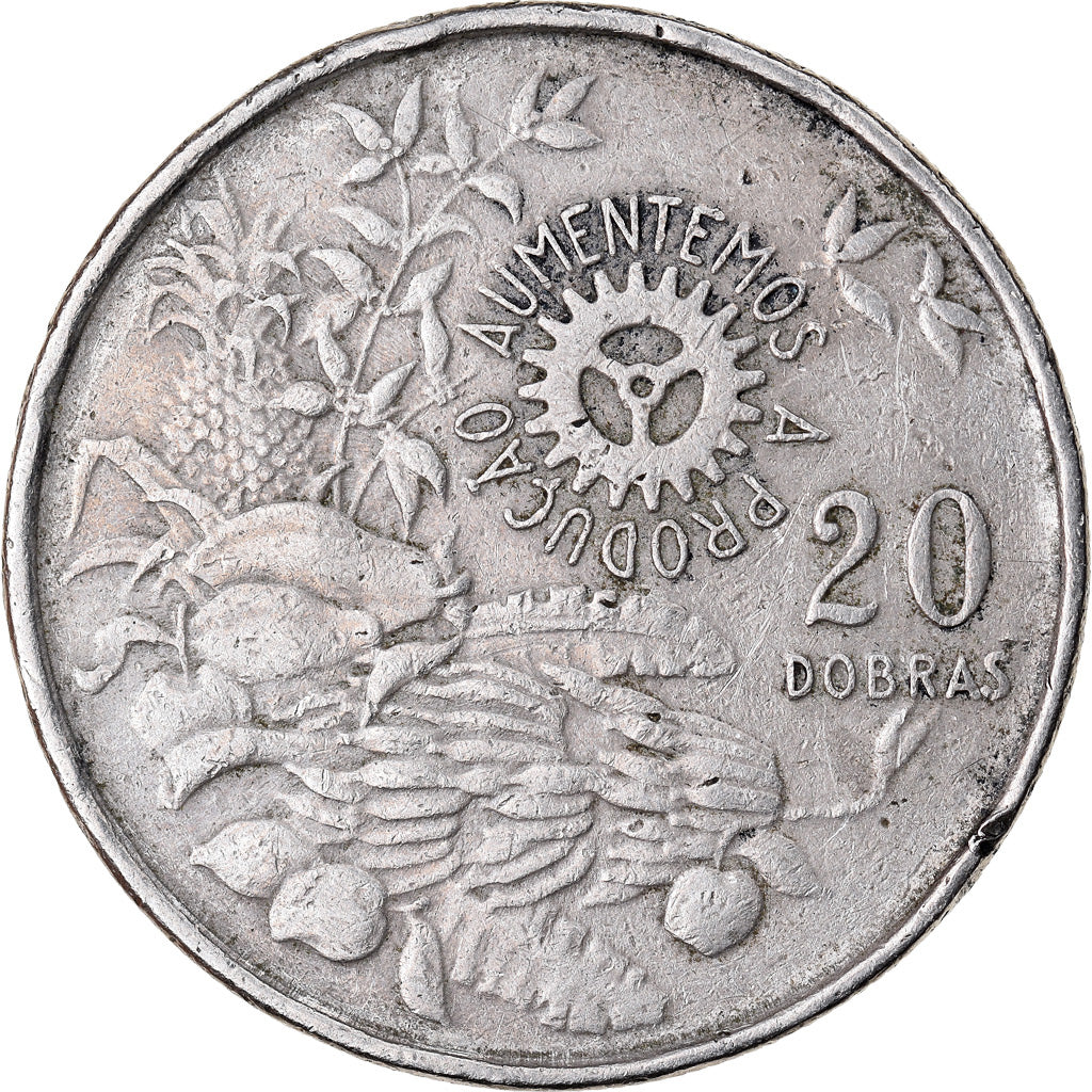 Coin, SAINT THOMAS & PRINCE ISLAND, 20 Dobras, 1977, EF(40-45), Copper-Nickel