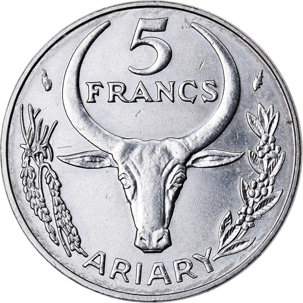 Munten, Madagascar, 5 Francs, Ariary, 1981, Paris, ZF+, Stainless Steel, KM:10