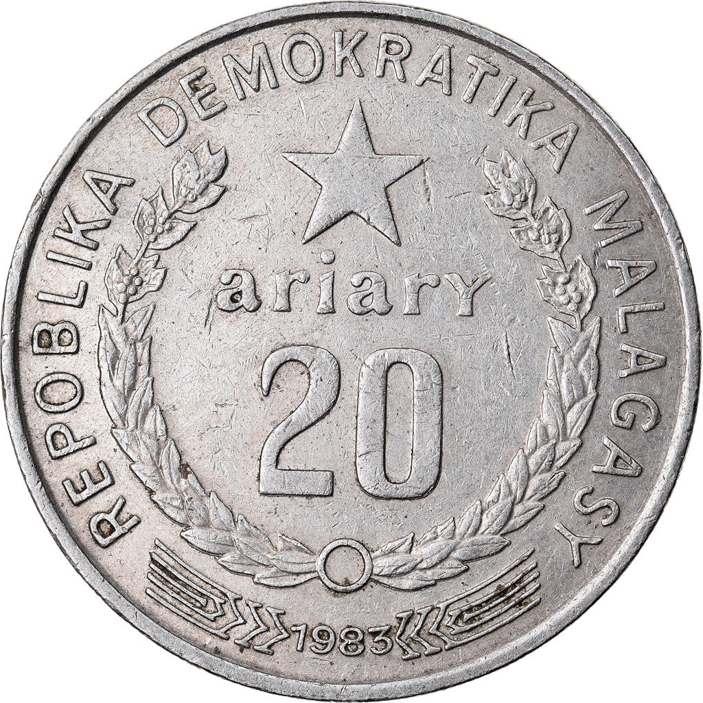 Moneta, Madagascar, 20 Ariary, 1983, BB, Rame-nichel, KM:14b