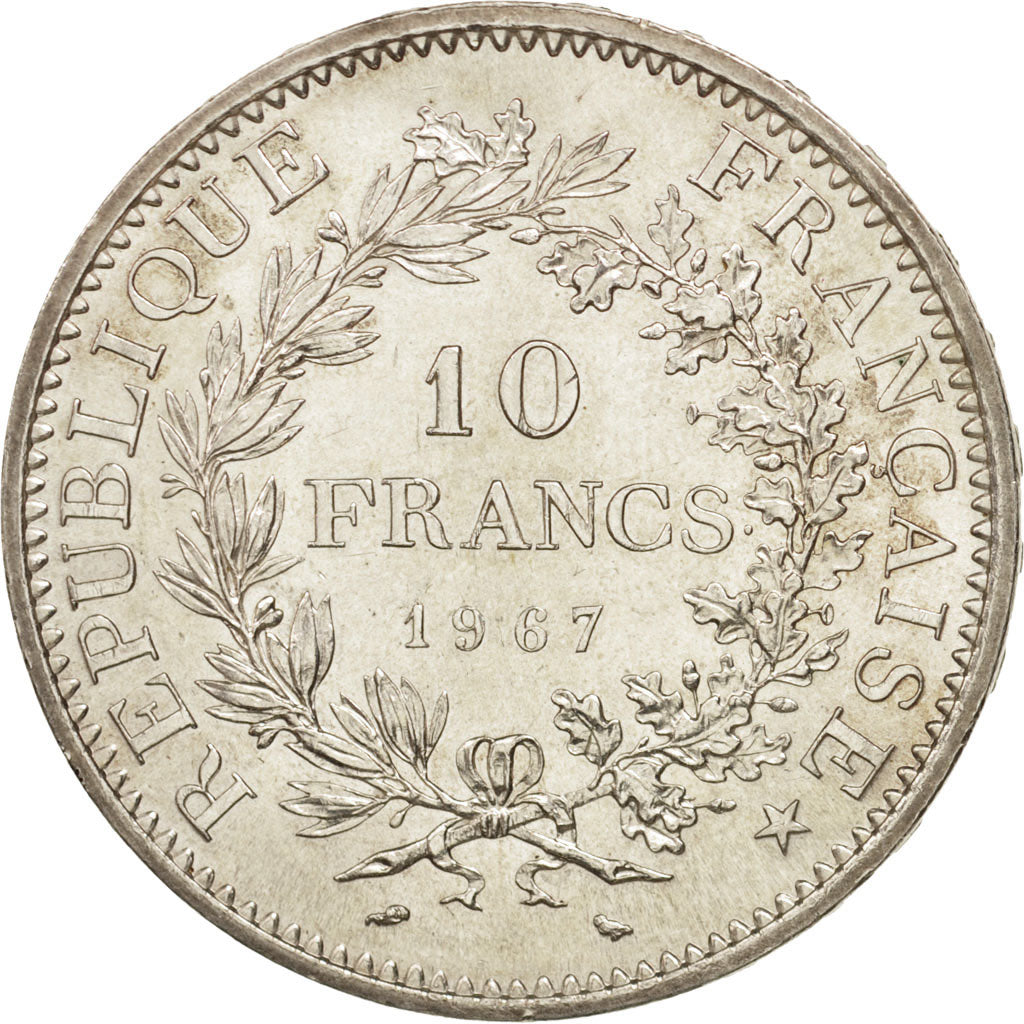France, Hercule, 10 Francs, 1967, Paris, AU(55-58), Silver, KM:932, Gadoury:813