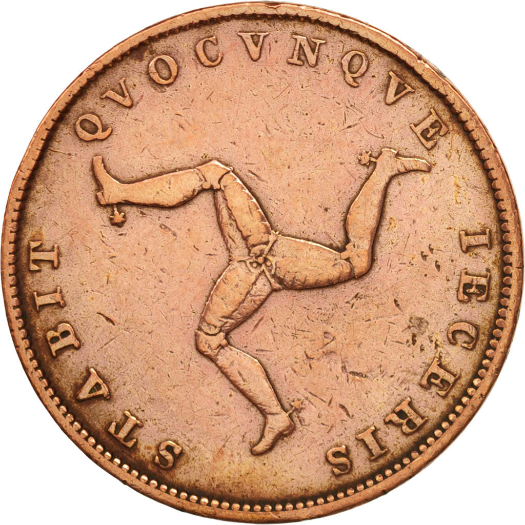 Isle of Man, 1/2 Penny, 1839, VF(30-35), Copper, KM:13