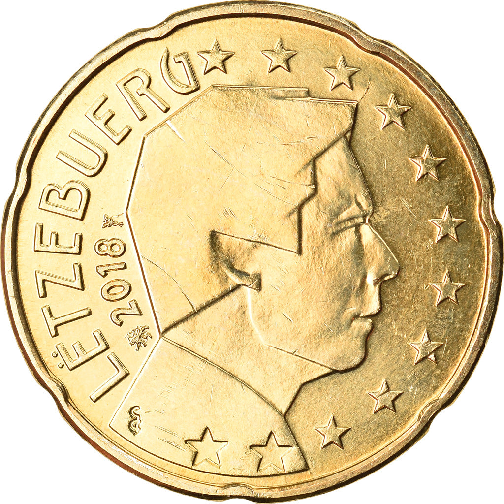 Luxemburgo, 20 Euro Cent, 2018, MS(63), Latão, KM:New