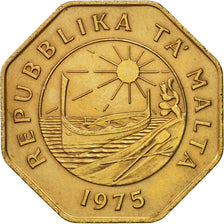 Malta, 25 Cents, 1975, AU(50-53), Brass, KM:29