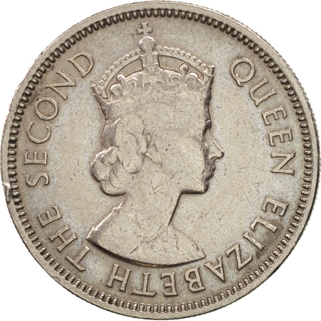 MALAYA & BRITISH BORNEO, 20 Cents, 1954, AU(50-53), Copper-nickel, KM:3