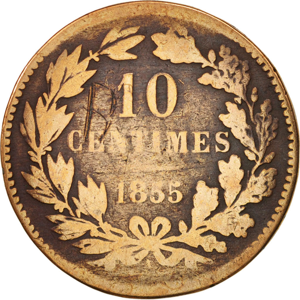 Coin, Luxembourg, William III, 10 Centimes, 1855, Paris, VF(20-25), Bronze