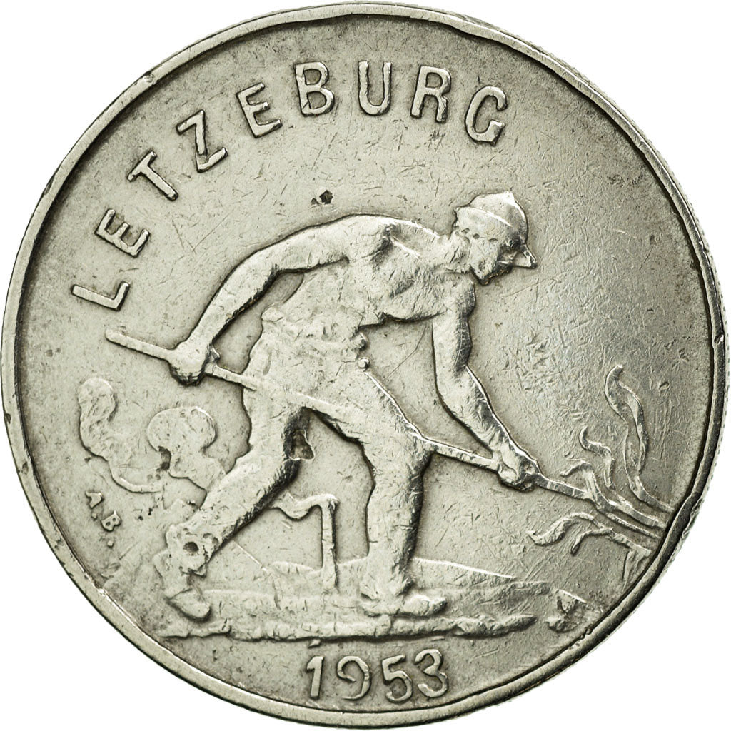 Coin, Luxembourg, Charlotte, Franc, 1955, AU(50-53), Copper-nickel, KM:46.2