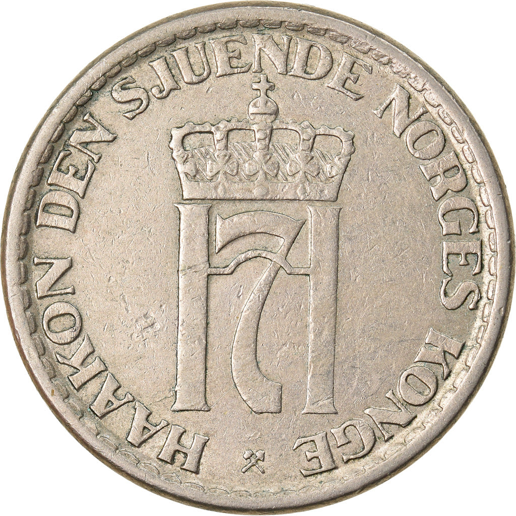 Moneda, Noruega, Haakon VII, Krone, 1956, MBC, Cobre - níquel, KM:397.2
