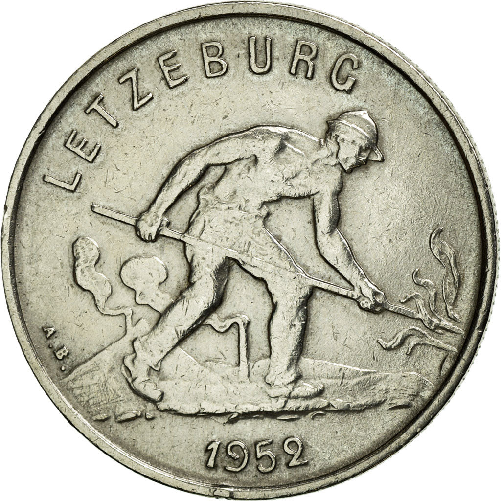 Coin, Luxembourg, Charlotte, Franc, 1952, AU(50-53), Copper-nickel, KM:46.2