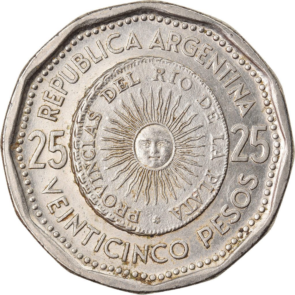Coin, Argentina, 25 Pesos, 1966, AU(50-53), Nickel Clad Steel, KM:61