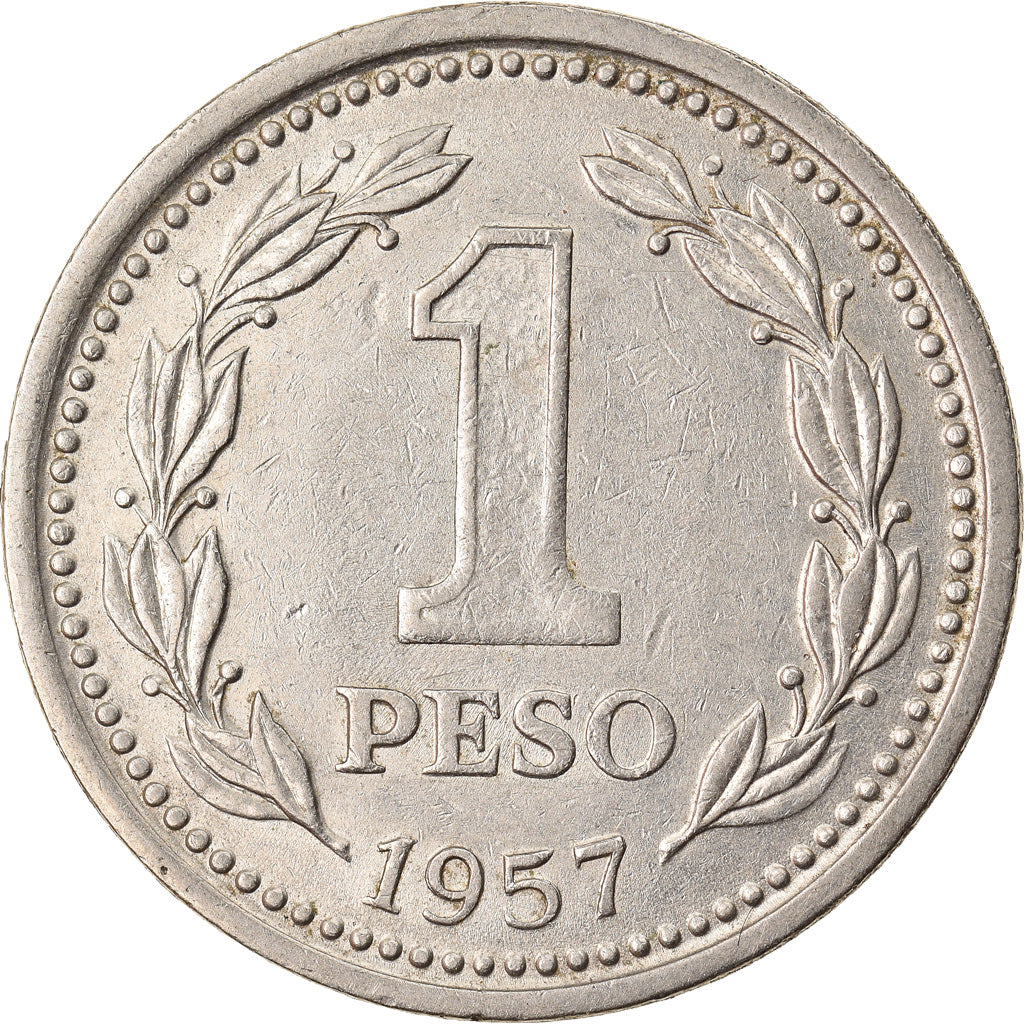 Münze, Argentinien, Peso, 1957, SS, Nickel Clad Steel, KM:57
