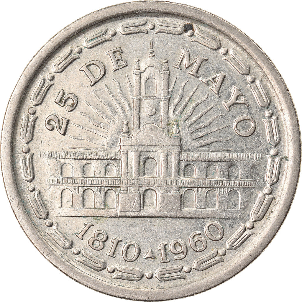 Moneta, Argentina, Peso, 1960, 25 De Mayo, BB, Acciaio ricoperto in nichel