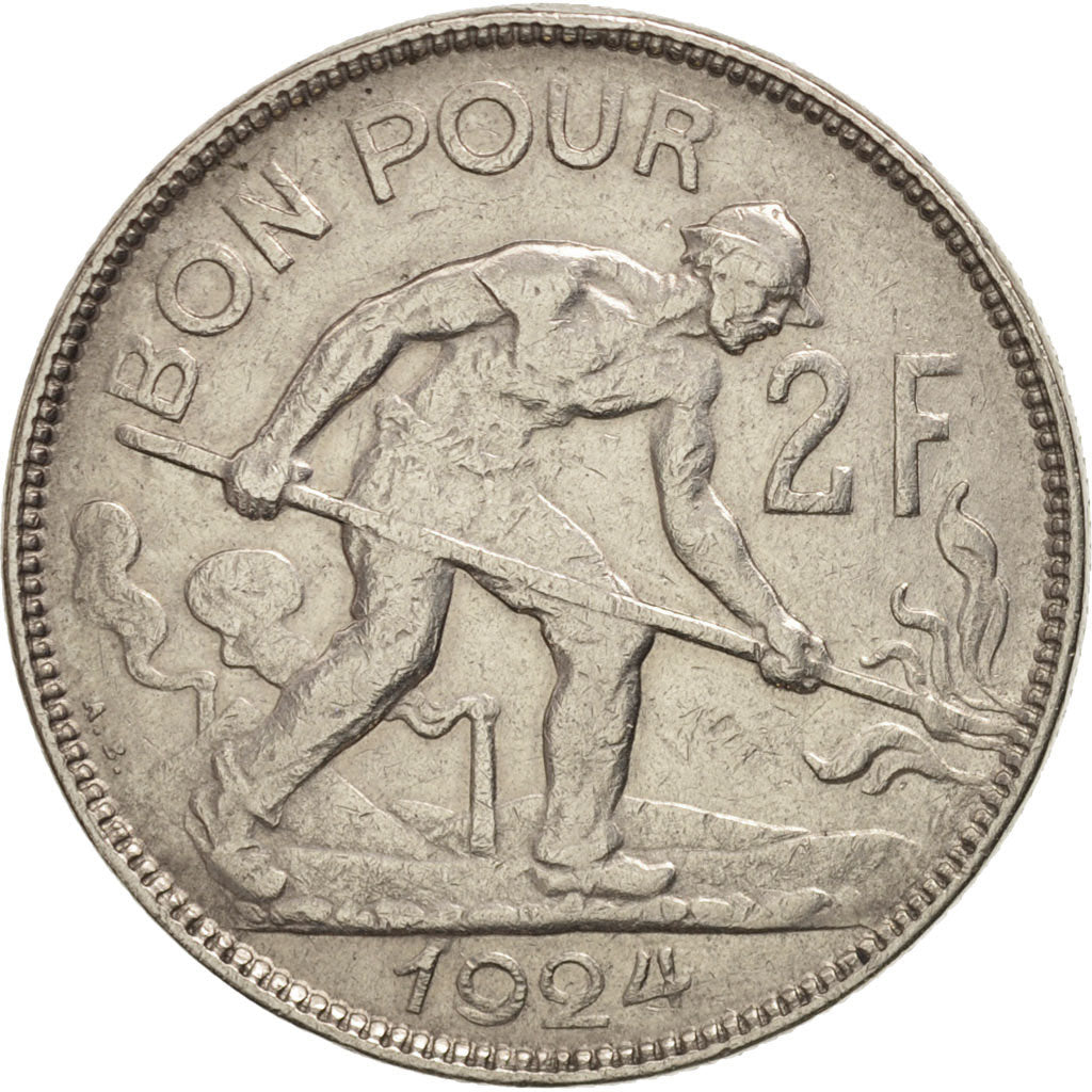 Luxembourg, Charlotte, 2 Francs, 1924, AU(50-53), Nickel, KM:36