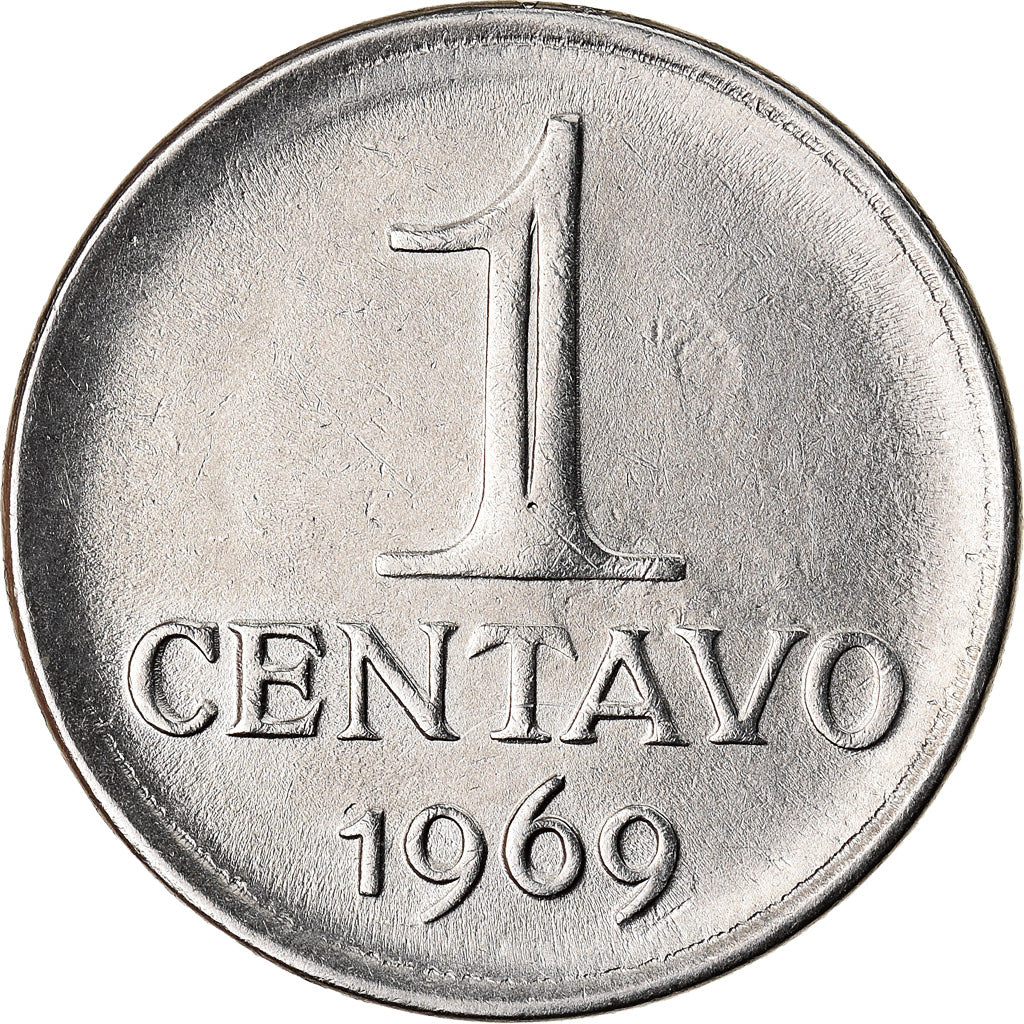 Moeda, Brasil, Centavo, 1969, AU(50-53), Aço Inoxidável, KM:575.2