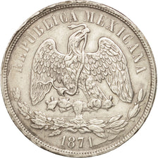 Mexico, Peso, 1871, Mexico City, AU(50-53), Silver, KM:408.5