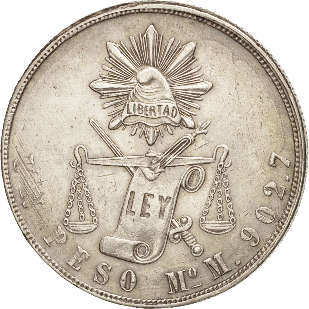 Mexico, Peso, 1871, Mexico City, AU(50-53), Silver, KM:408.5