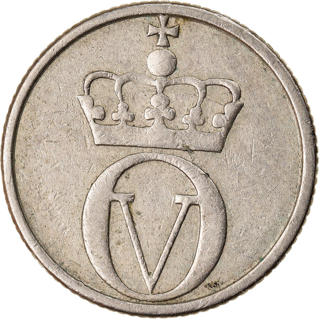 Coin, Norway, Olav V, 10 Öre, 1958, EF(40-45), Copper-nickel, KM:406