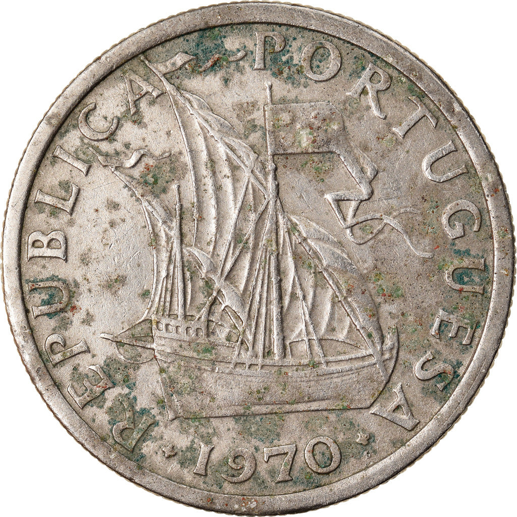 Coin, Portugal, 2-1/2 Escudos, 1970, VF(20-25), Copper-nickel, KM:590