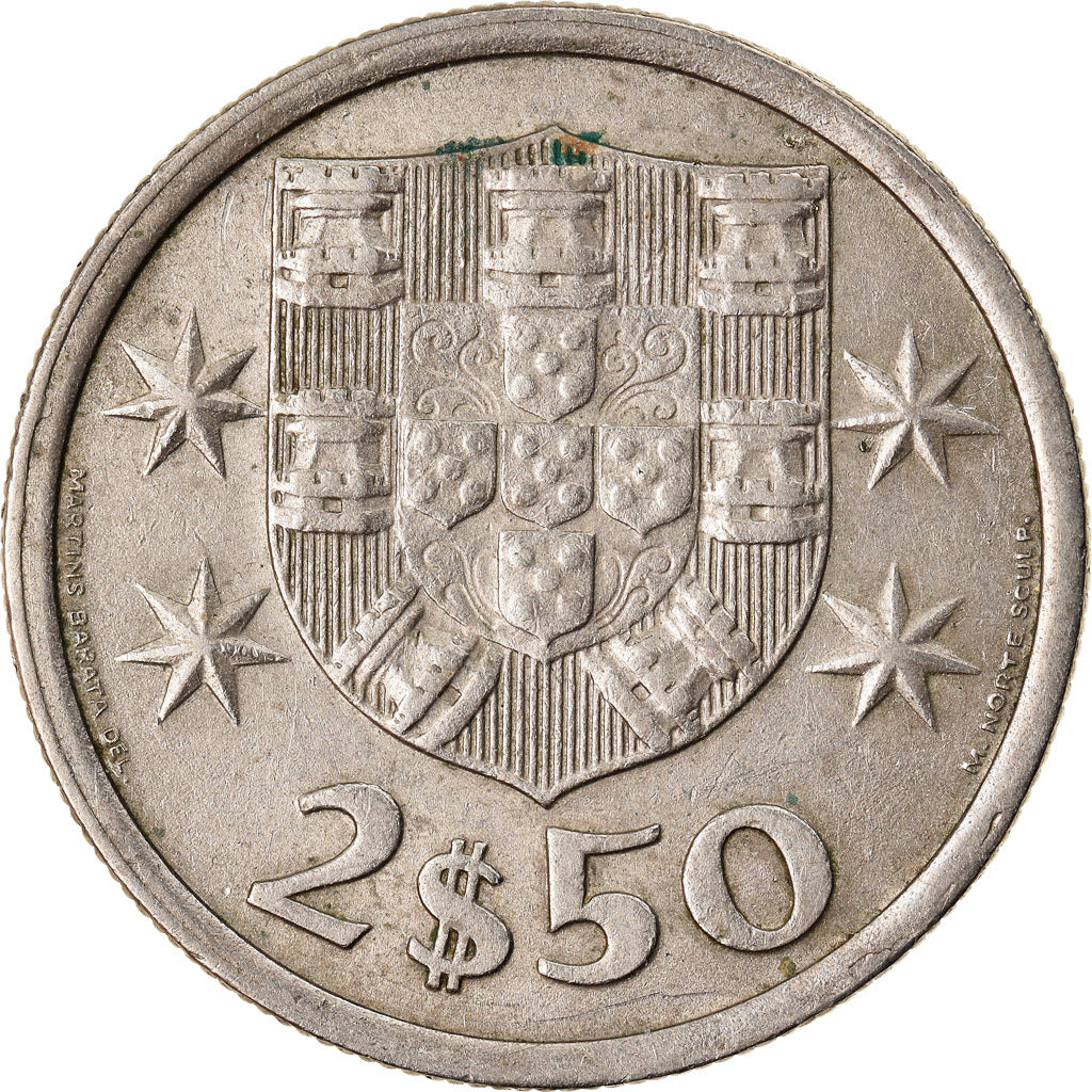 Coin, Portugal, 2-1/2 Escudos, 1970, VF(20-25), Copper-nickel, KM:590