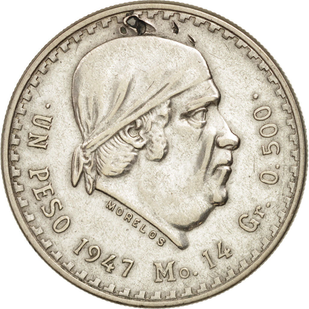 Mexico, Peso, 1947, Mexico City, AU(50-53), Silver, KM:456