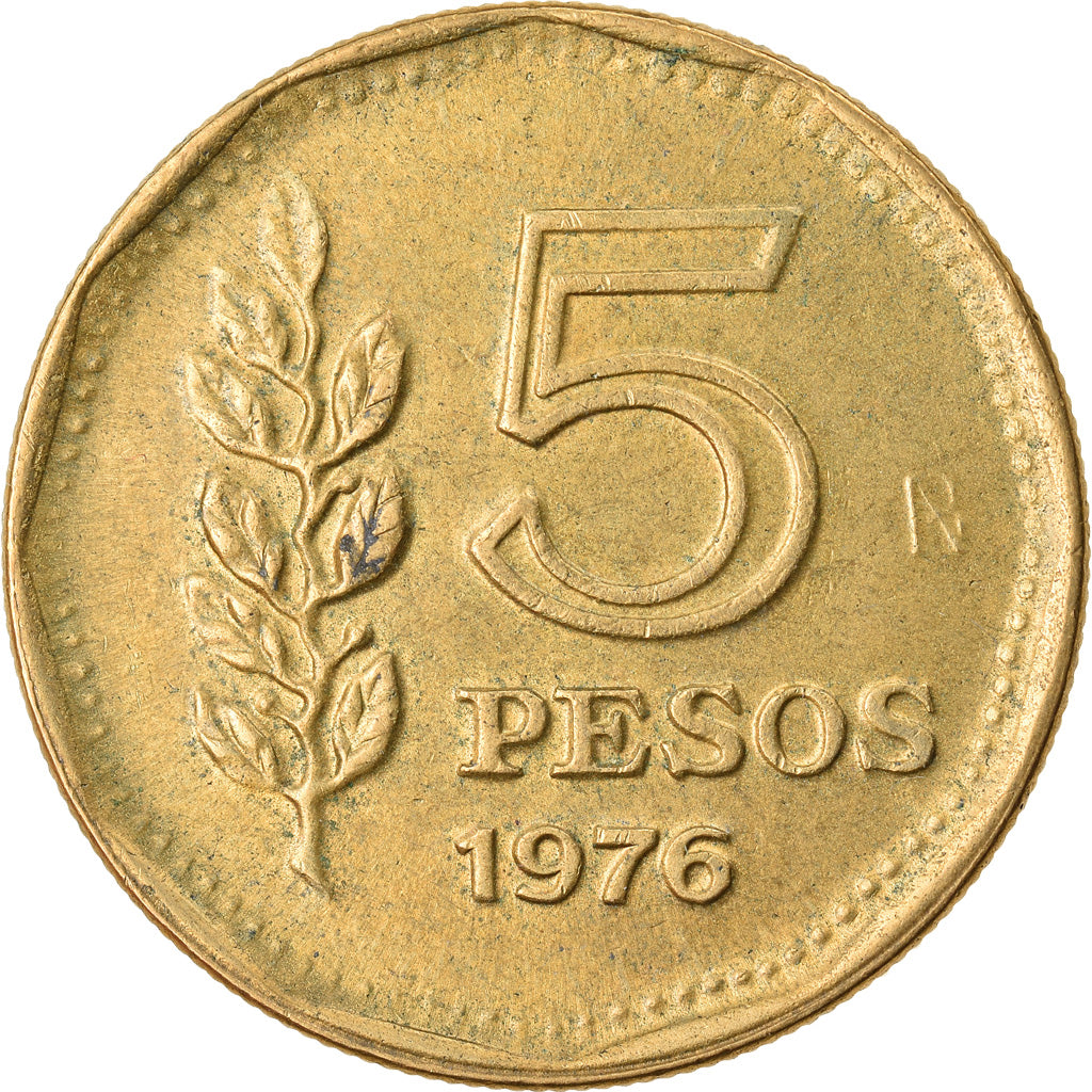 Coin, Argentina, 5 Pesos, 1976, EF(40-45), Aluminum-Bronze, KM:71