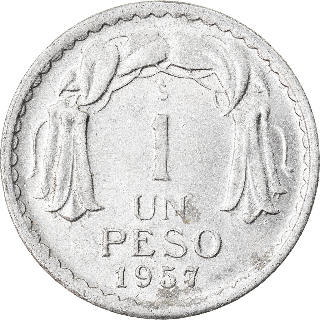 Monnaie, Chile, Peso, 1957, TTB, Aluminium, KM:179a