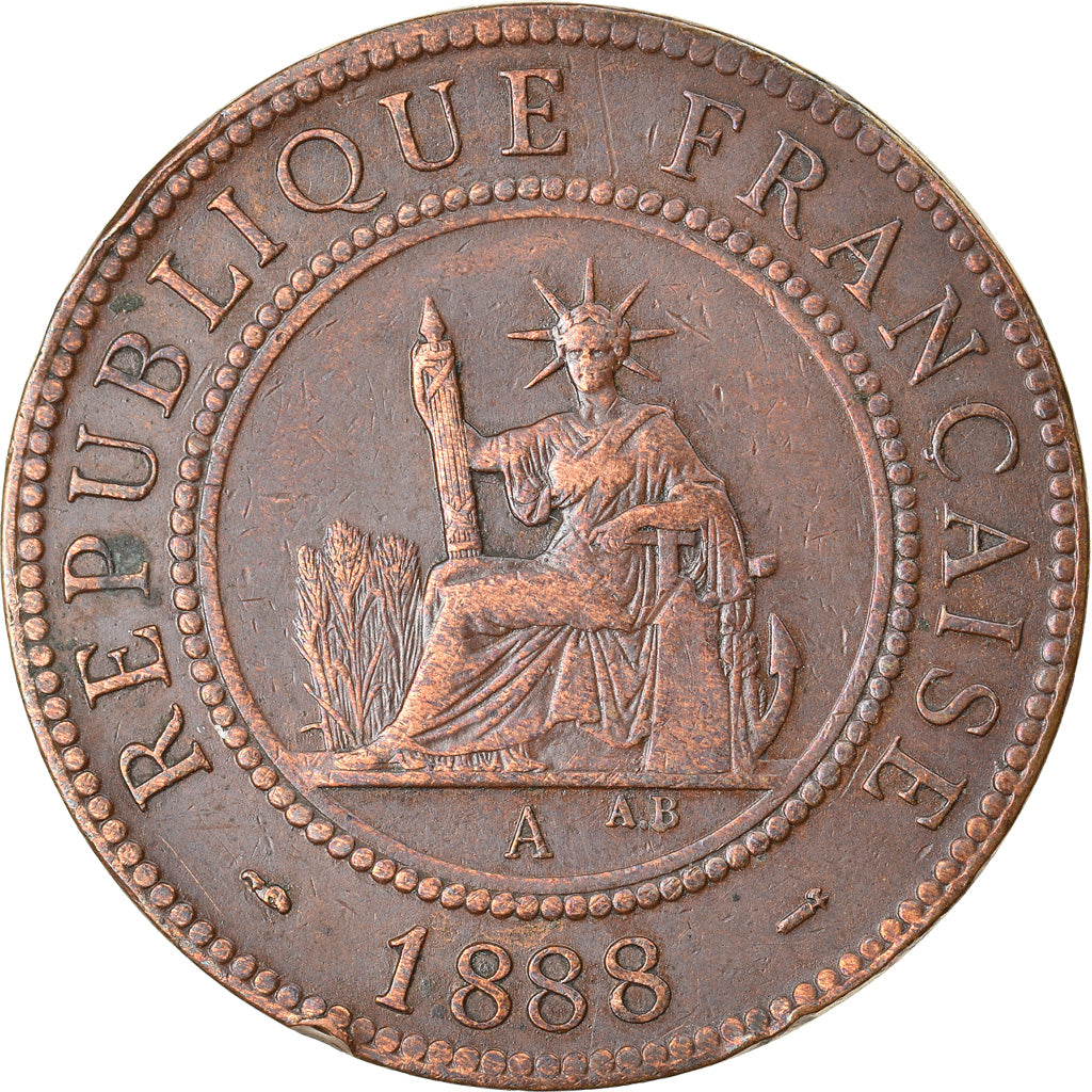 Coin, FRENCH INDO-CHINA, Cent, 1888, Paris, EF(40-45), Bronze, KM:1, Lecompte:40