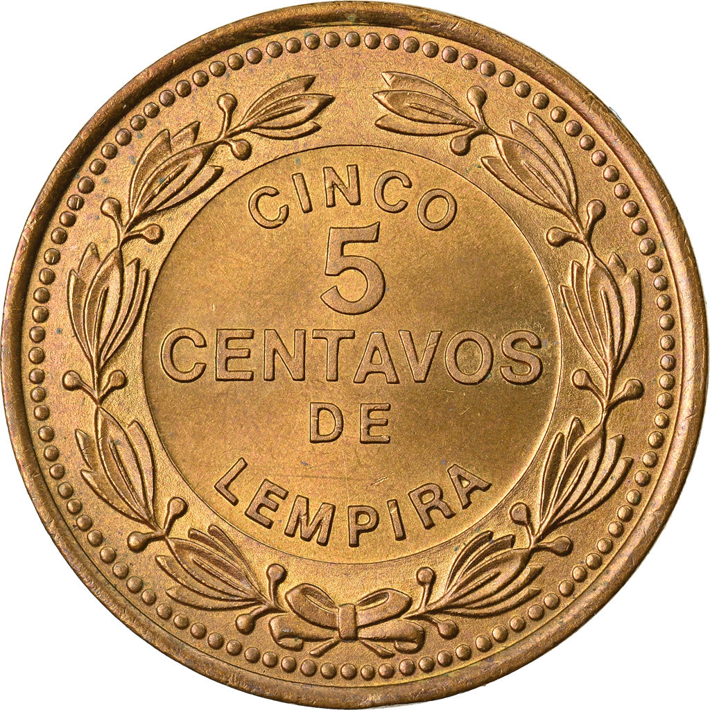 Coin, Honduras, 5 Centavos, 1989, AU(50-53), Brass, KM:72.2a