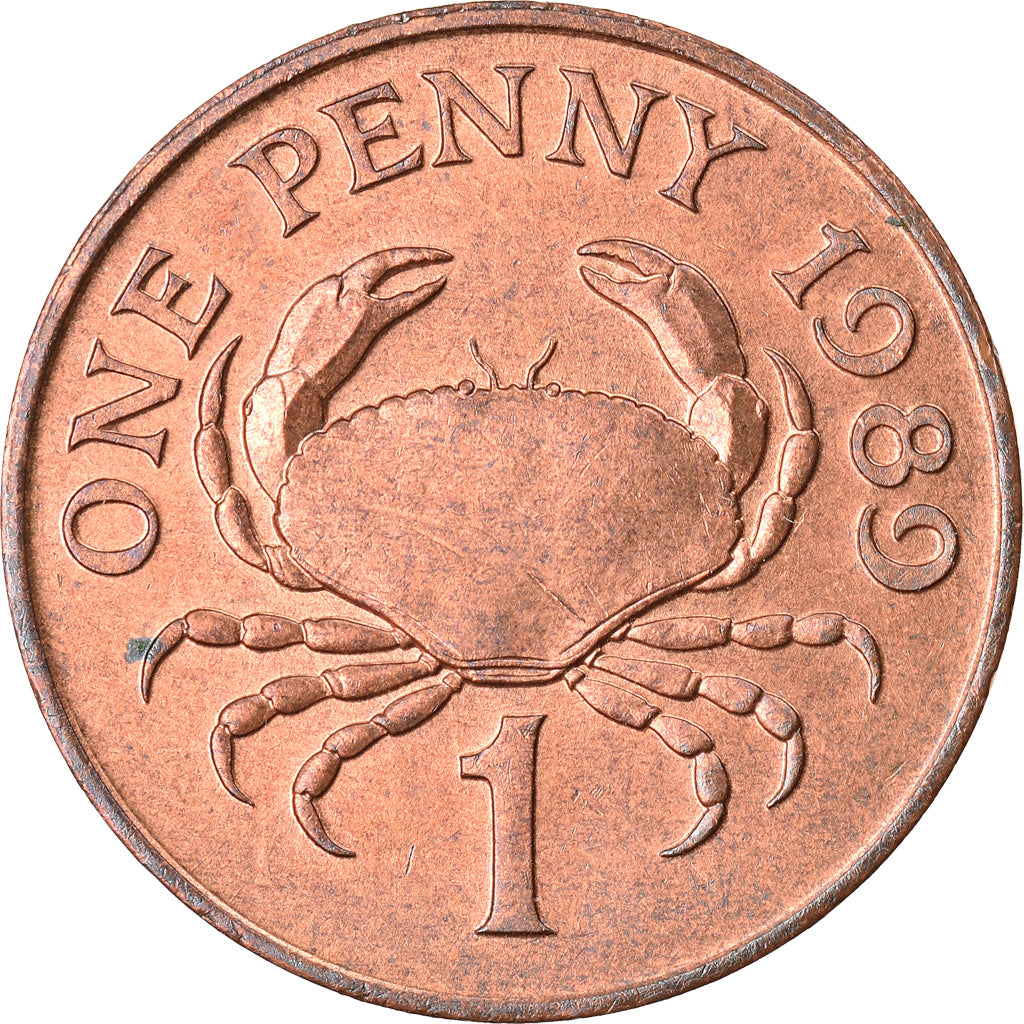 Coin, Guernsey, Elizabeth II, Penny, 1989, EF(40-45), Bronze, KM:40