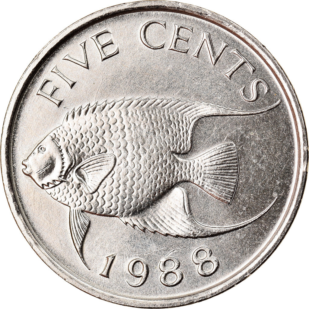 Coin, Bermuda, Elizabeth II, 5 Cents, 1988, AU(50-53), Copper-nickel, KM:45