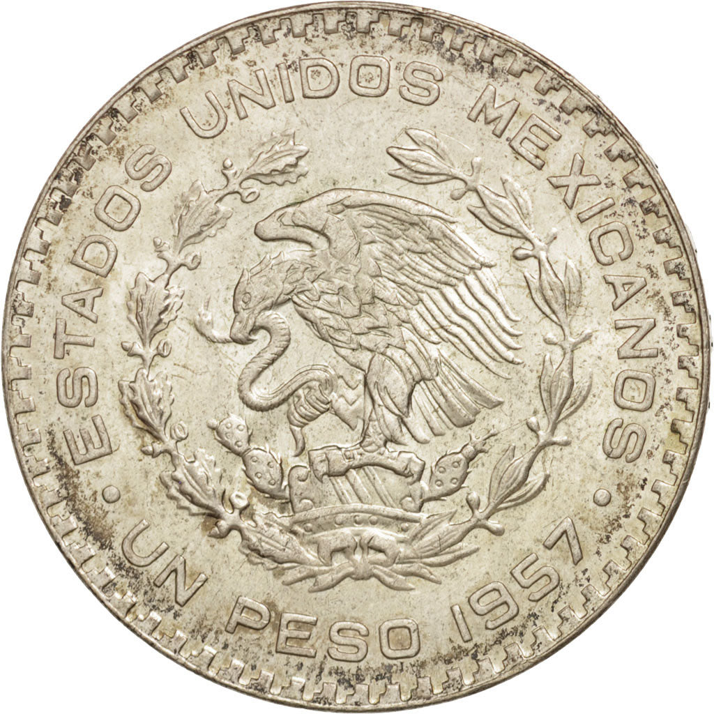 Mexico, Peso, 1957, Mexico City, MS(60-62), Silver, KM:459