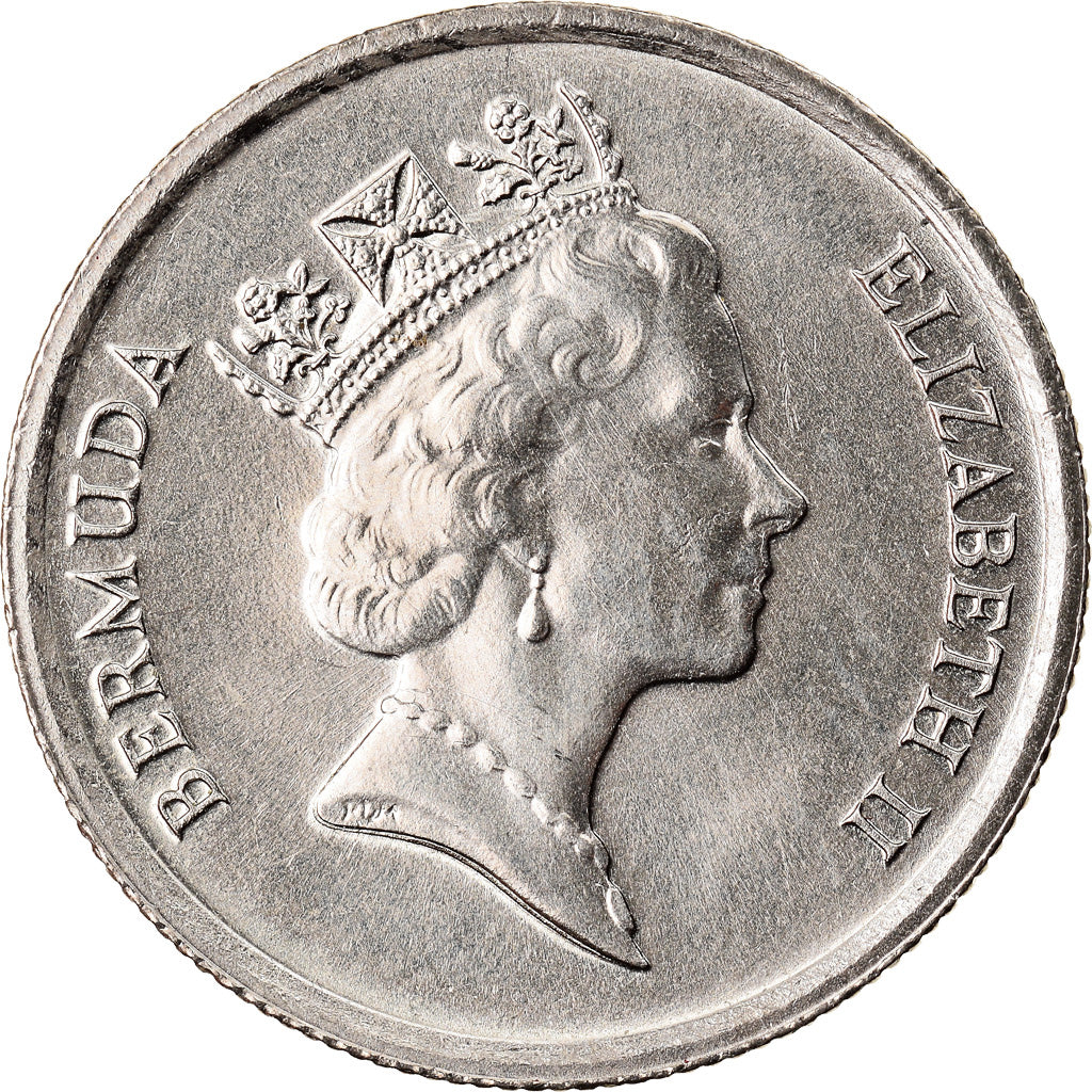 Coin, Bermuda, Elizabeth II, 10 Cents, 1990, AU(50-53), Copper-nickel, KM:46
