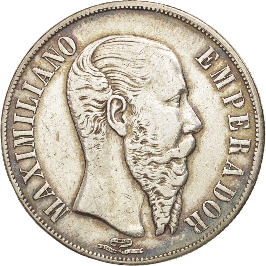 Mexico, Maximilian, Peso, 1866, Mexico City, EF(40-45), Silver, KM:388.1