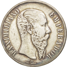 Mexico, Maximilian, Peso, 1866, Mexico City, EF(40-45), Silver, KM:388.1