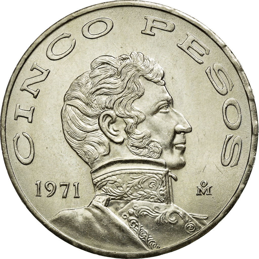 Coin, Mexico, 5 Pesos, 1971, Mexico City, MS(63), Copper-nickel, KM:472