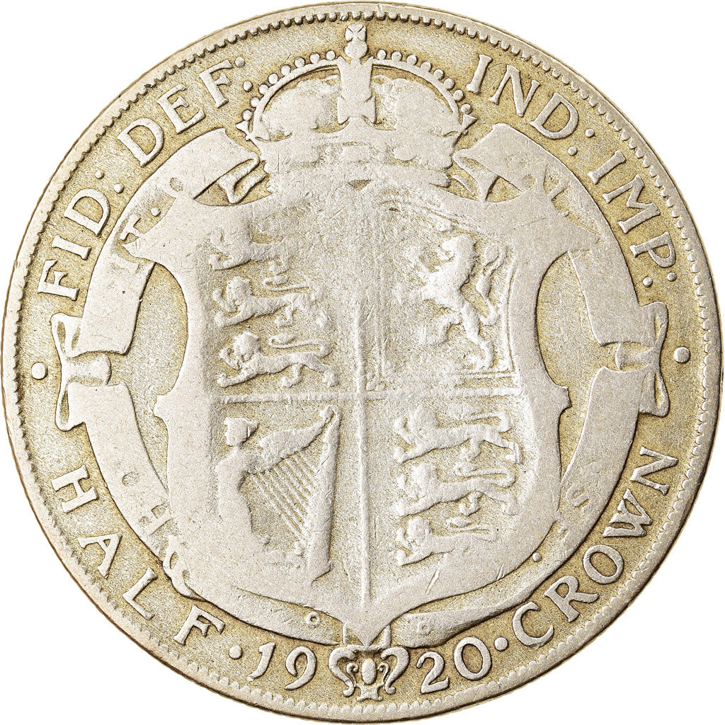 Coin, Great Britain, George V, 1/2 Crown, 1920, VF(20-25), Silver, KM:818.1a