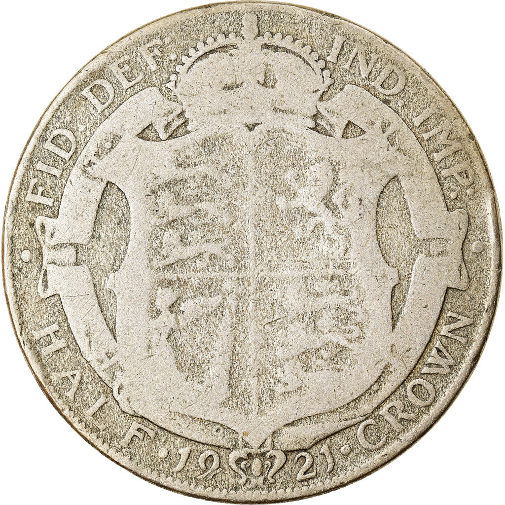 Coin, Great Britain, George V, 1/2 Crown, 1921, VF(20-25), Silver, KM:818.1a
