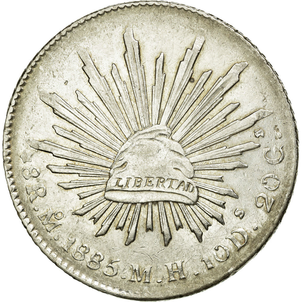 Moneda, México, 8 Reales, 1885, Mexico City, EBC, Plata, KM:377.10