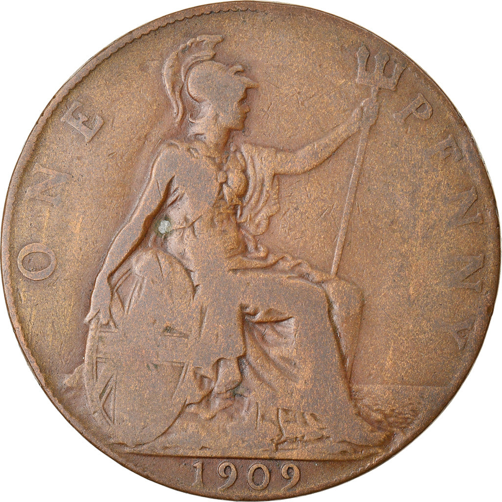 Moneta, Gran Bretagna, Edward VII, Penny, 1909, B+, Bronzo, KM:794.2