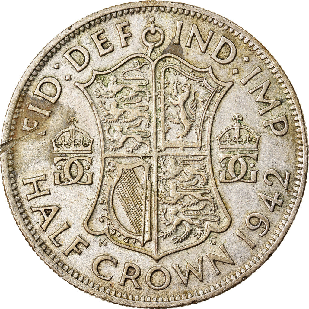 Coin, Great Britain, George VI, 1/2 Crown, 1942, EF(40-45), Silver, KM:856