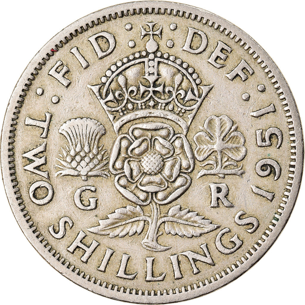 Moneta, Gran Bretagna, George VI, Florin, Two Shillings, 1951, BB, Rame-nichel