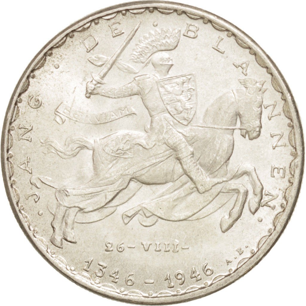 Luxembourg, Charlotte, 20 Francs, 1946, AU(55-58), Silver, KM:47