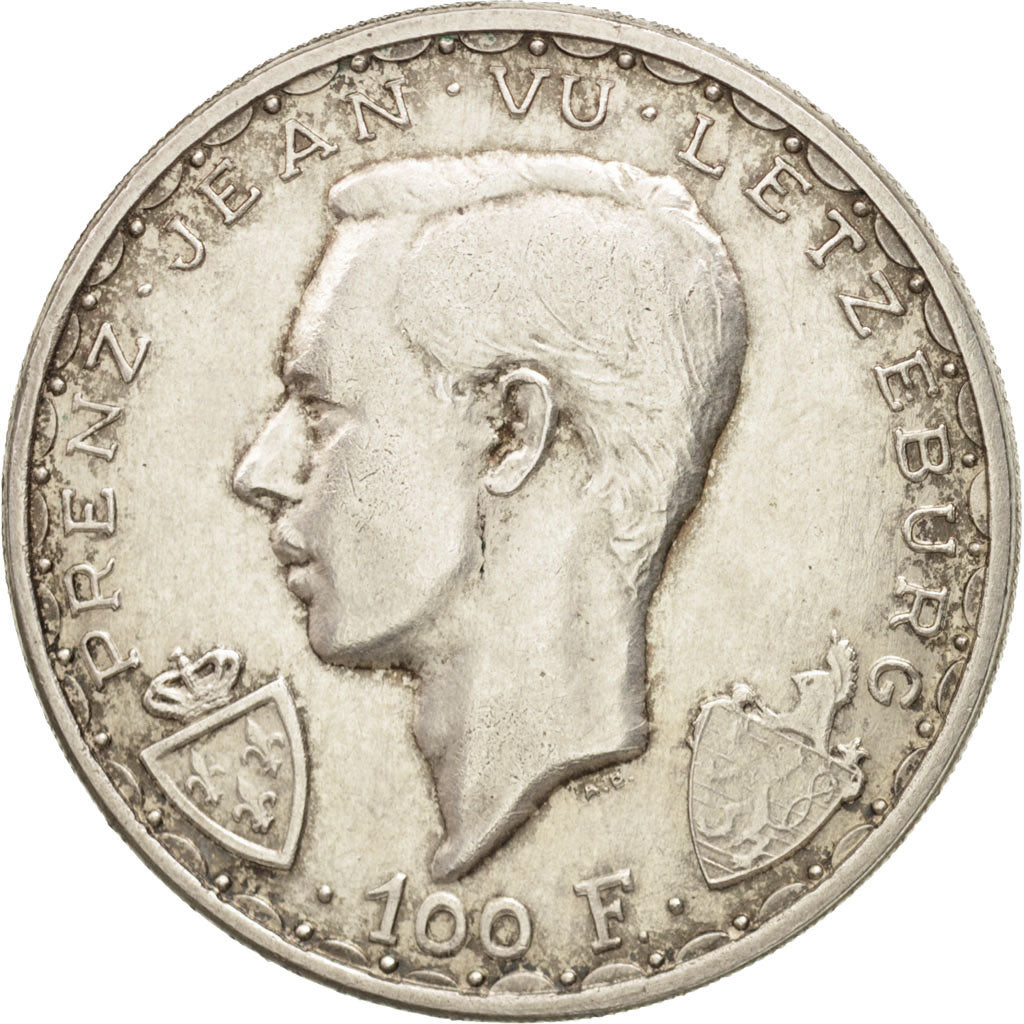 Luxembourg, Charlotte, 100 Francs, 1946, AU(50-53), Silver, KM:49