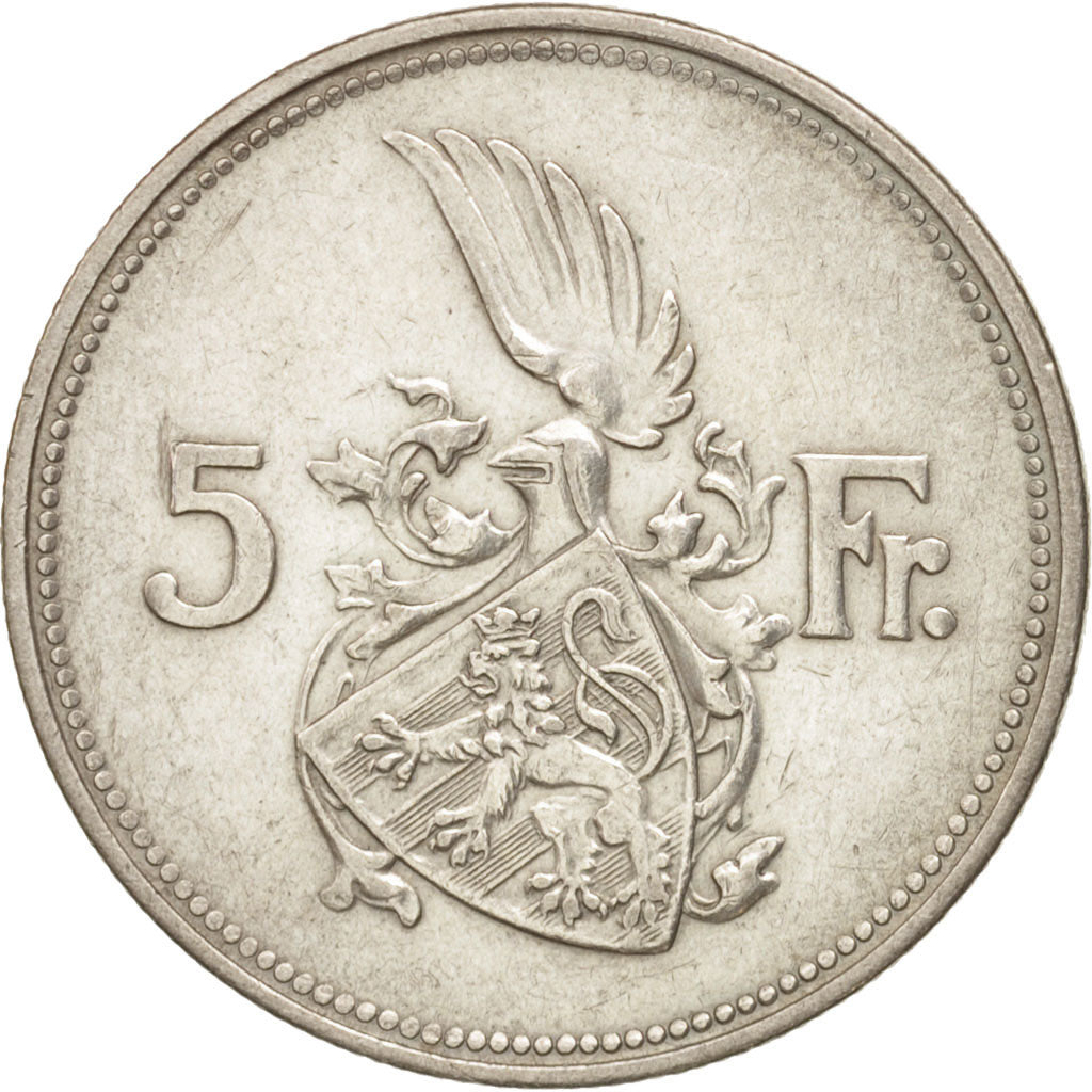 Luxembourg, Charlotte, 5 Francs, 1929, EF(40-45), Silver, KM:38