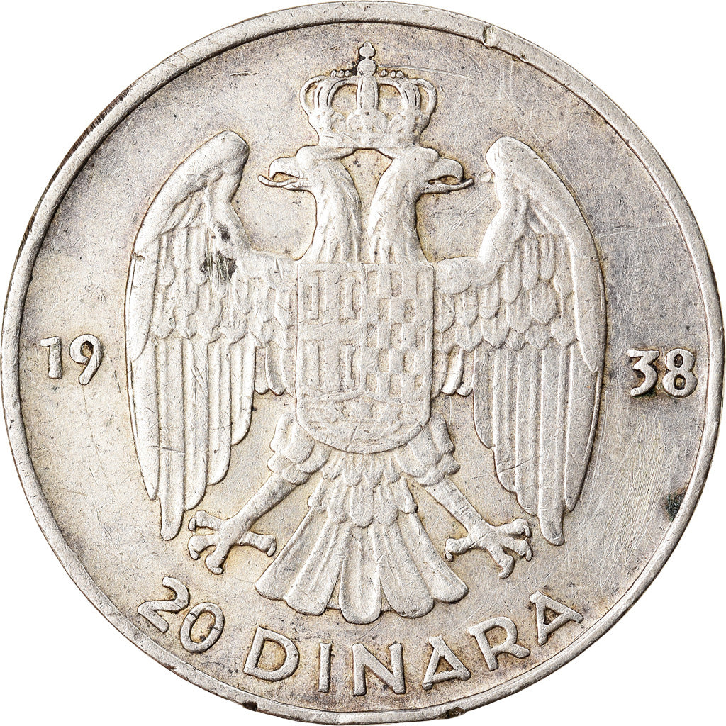 Münze, Jugoslawien, Petar II, 20 Dinara, 1938, SS, Silber, KM:23