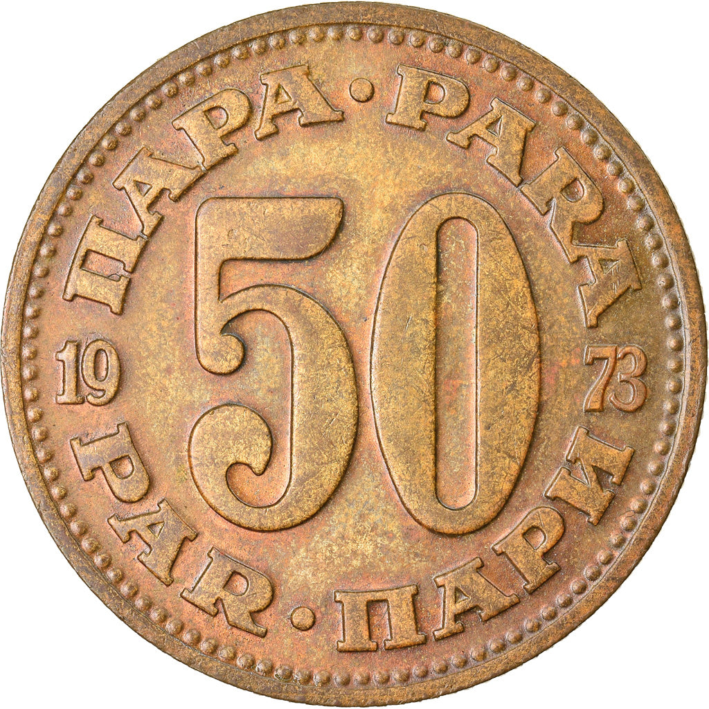 Coin, Yugoslavia, 50 Para, 1973, AU(50-53), Brass, KM:46.1