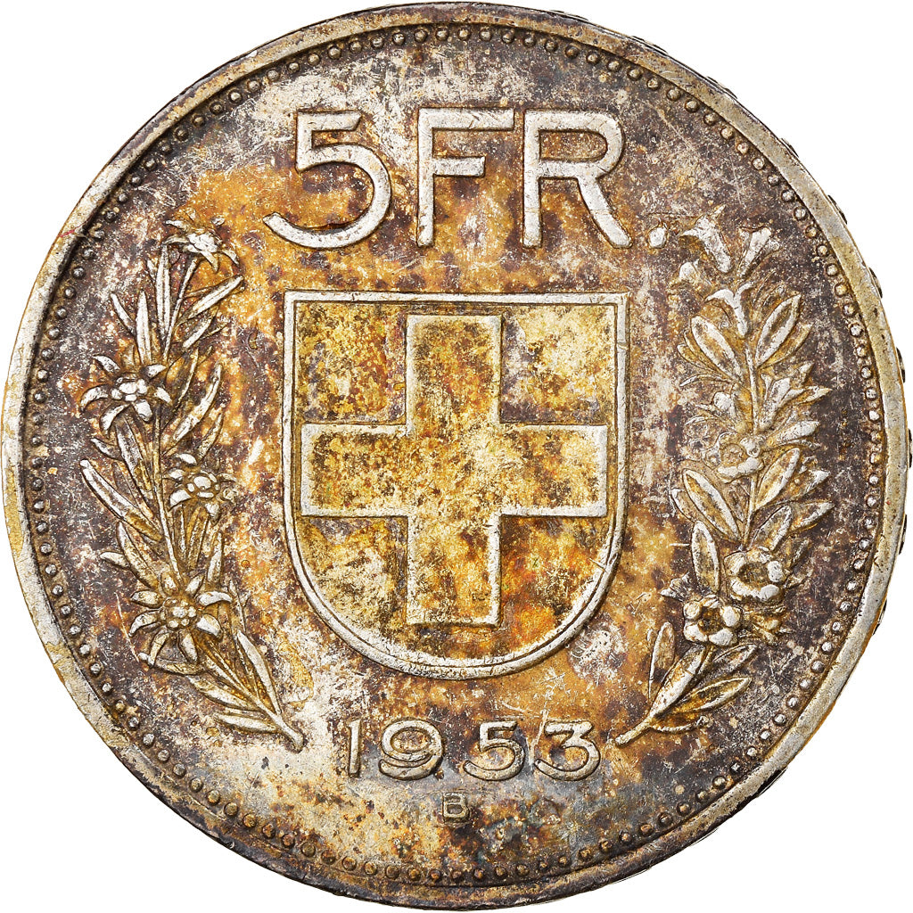Coin, Switzerland, 5 Francs, 1953, Bern, VF(30-35), Silver, KM:40