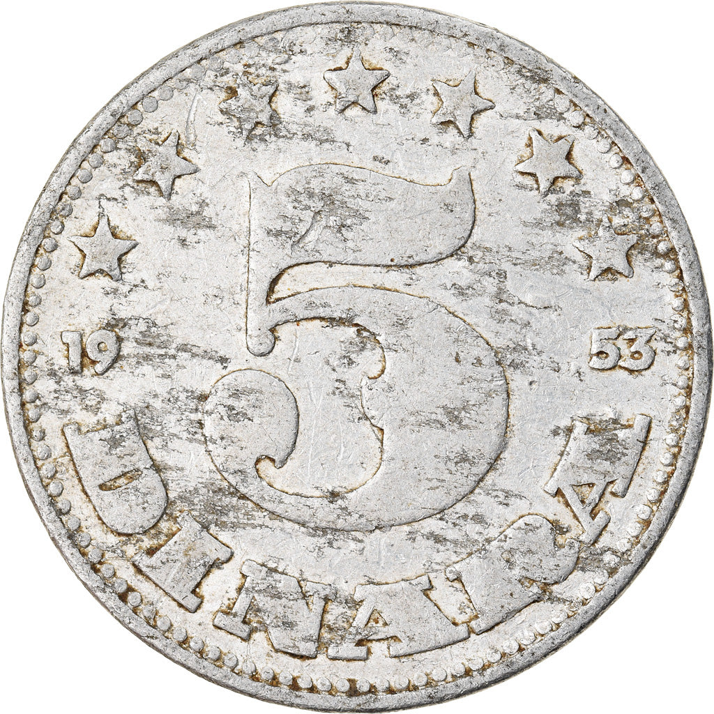 Moneta, Iugoslavia, 5 Dinara, 1953, B+, Alluminio, KM:32