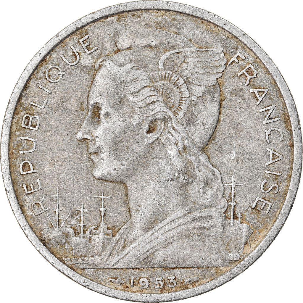 Coin, Madagascar, 5 Francs, 1953, Paris, EF(40-45), Aluminum, KM:5