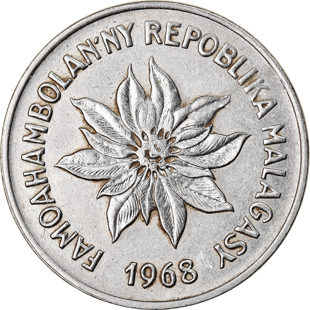 Moneta, Madagascar, 5 Francs, Ariary, 1968, Paris, BB, Acciaio inossidabile